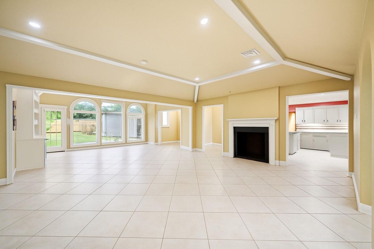 Empty room, Fireplace, Interior, Recessed Lighting