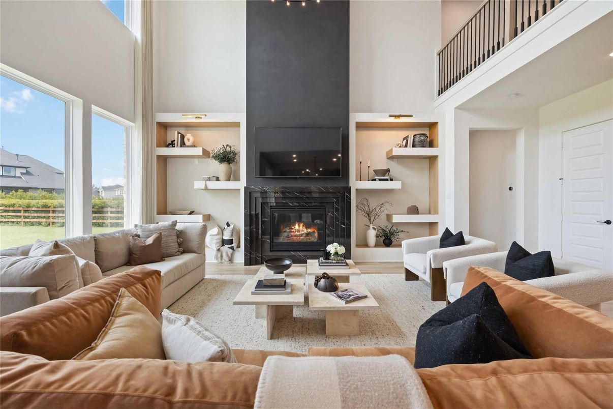 Fireplace, Interior, Living room, Recessed Lighting