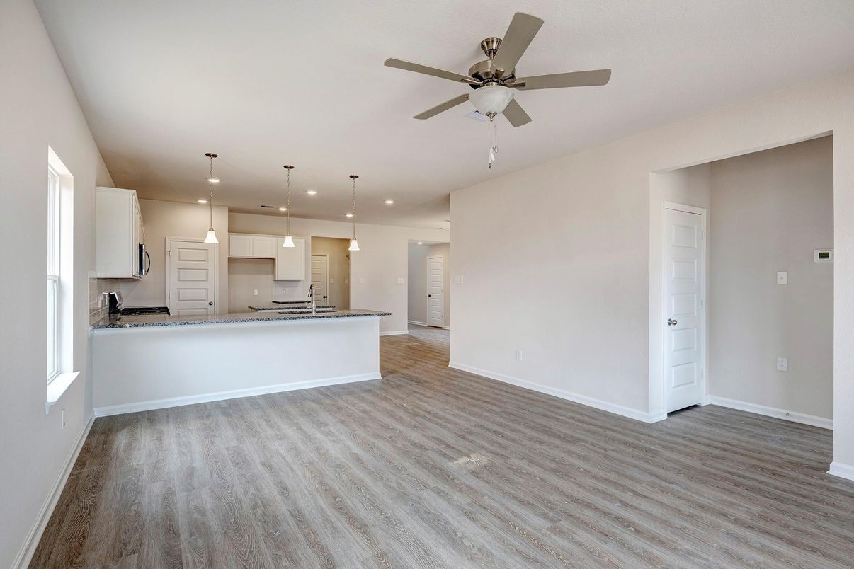 Empty room, Interior, Kitchen, Pendant Lights, Recessed Lighting