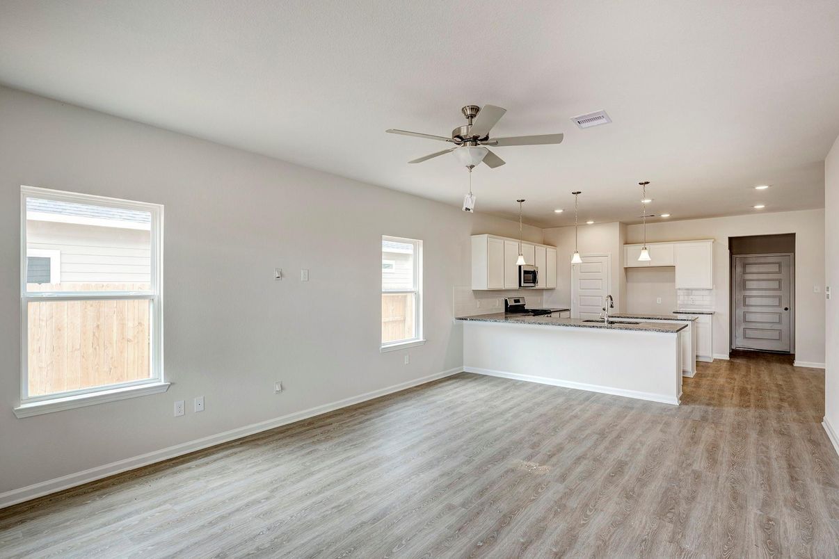 Empty room, Interior, Kitchen, Pendant Lights, Recessed Lighting
