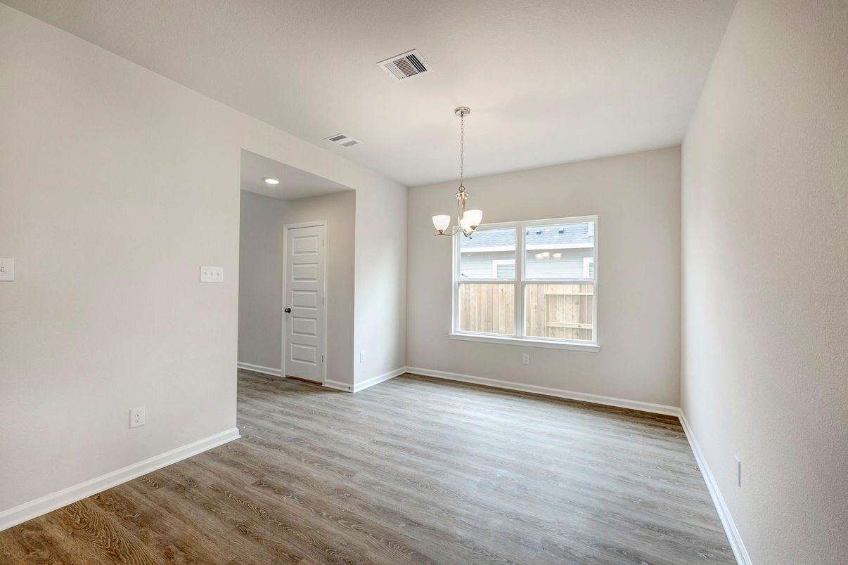 Chandelier, Empty room, Interior, Recessed Lighting, Wood Texture Flooring