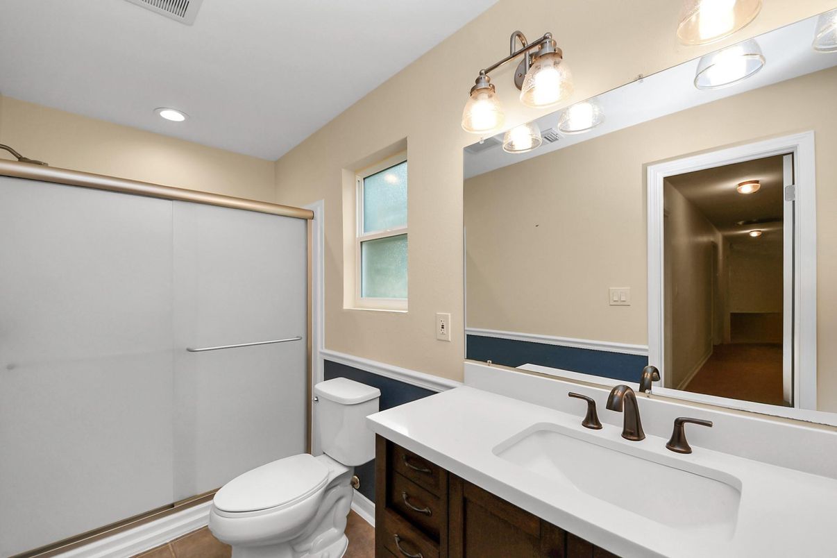Bathroom, Glass Shower, Interior, Recessed Lighting