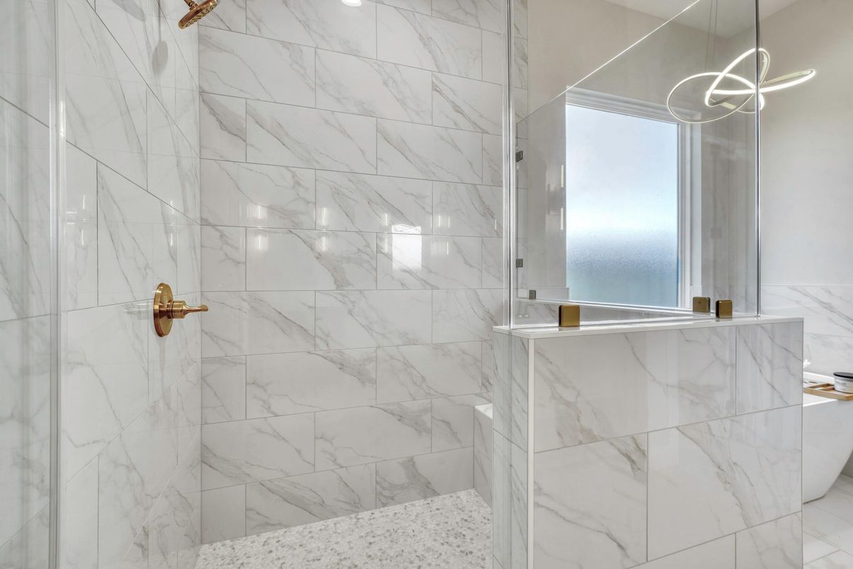 Bathroom, Interior, Marble Walls, Pendant Lights