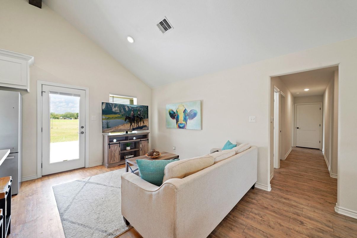 Interior, Living room, Recessed Lighting, Wood Texture Flooring