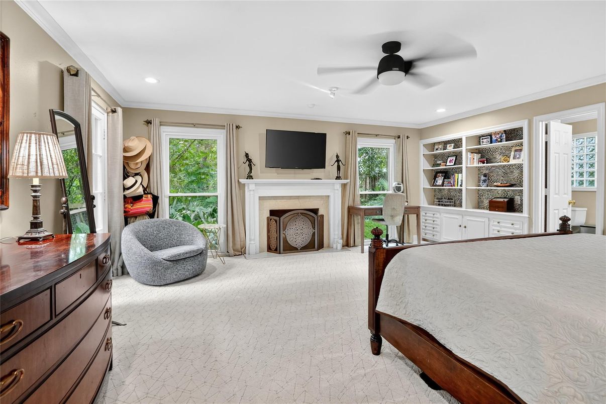 Bedroom, Fireplace, Interior, Recessed Lighting