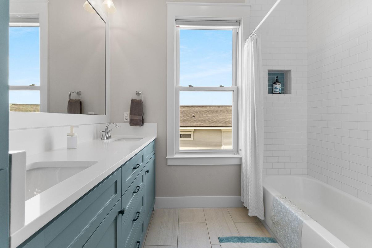 Bathroom, Dual Sink Vanities, Interior, Water, Wood Texture Flooring