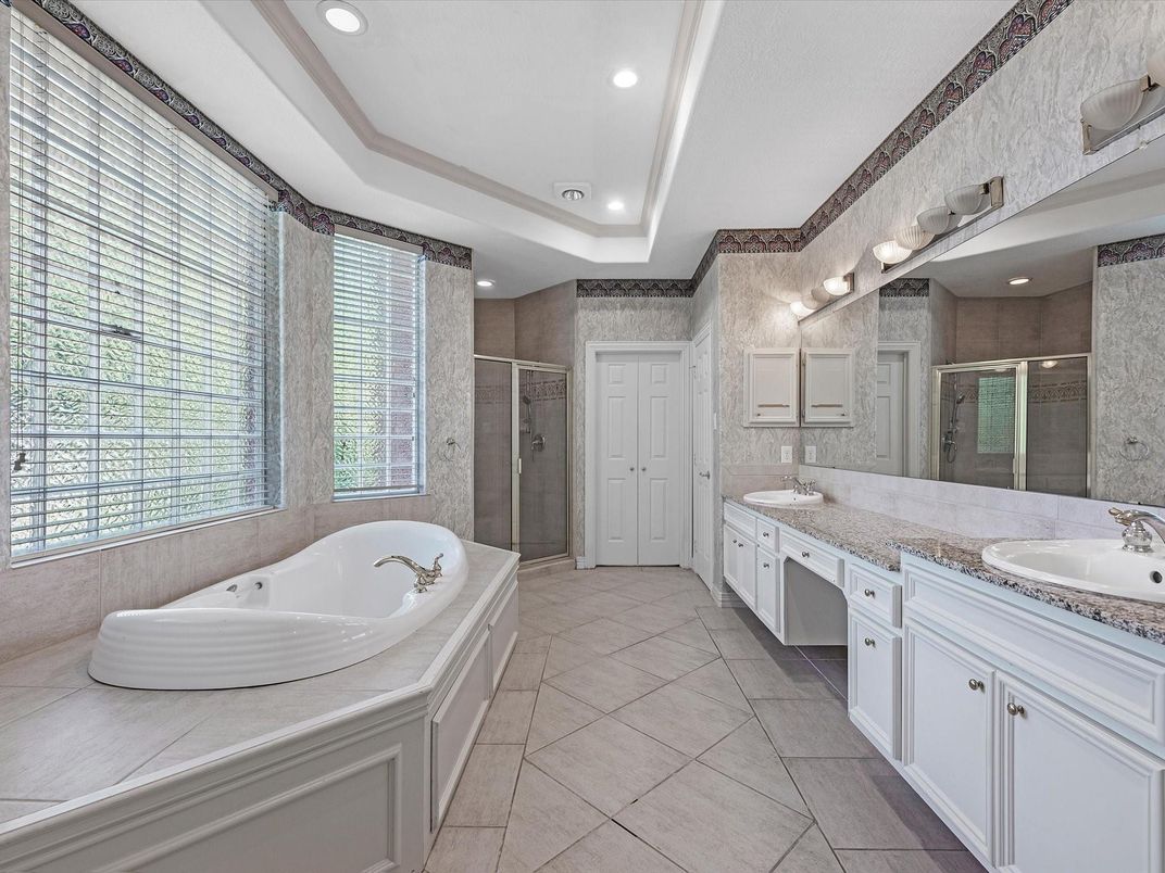 Bathroom, Dual Sink Vanities, Glass Shower, Interior, Recessed Lighting