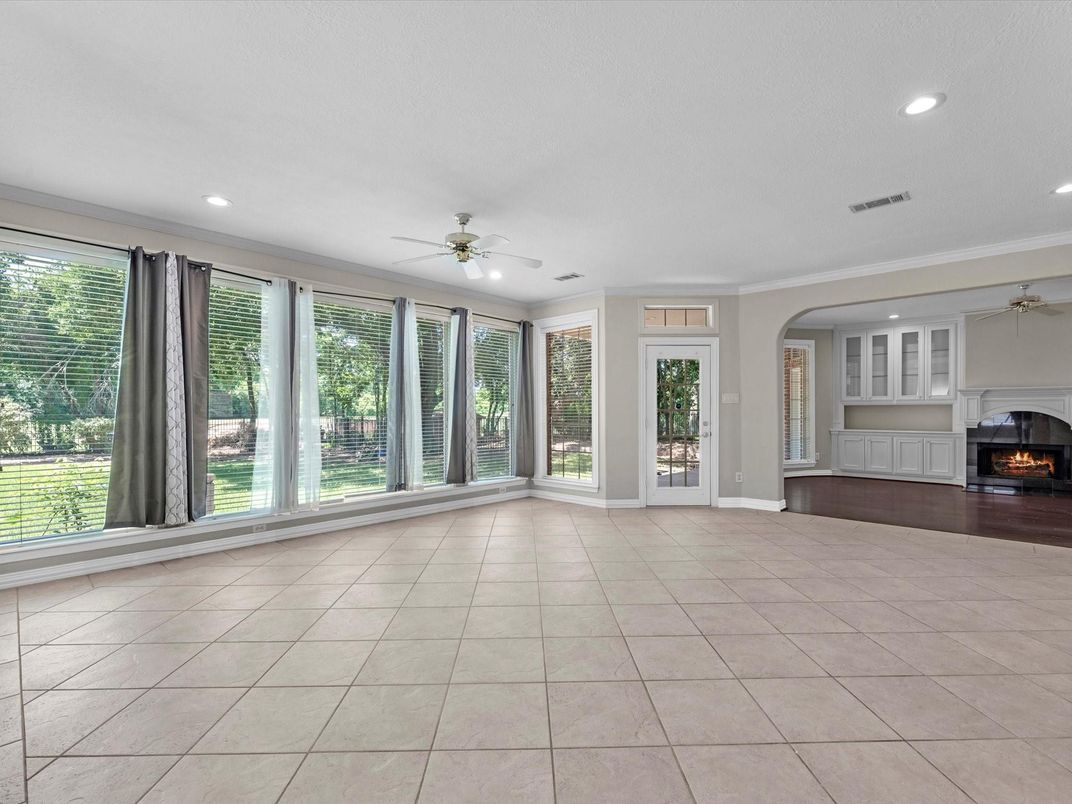 Empty room, Fireplace, Interior, Recessed Lighting