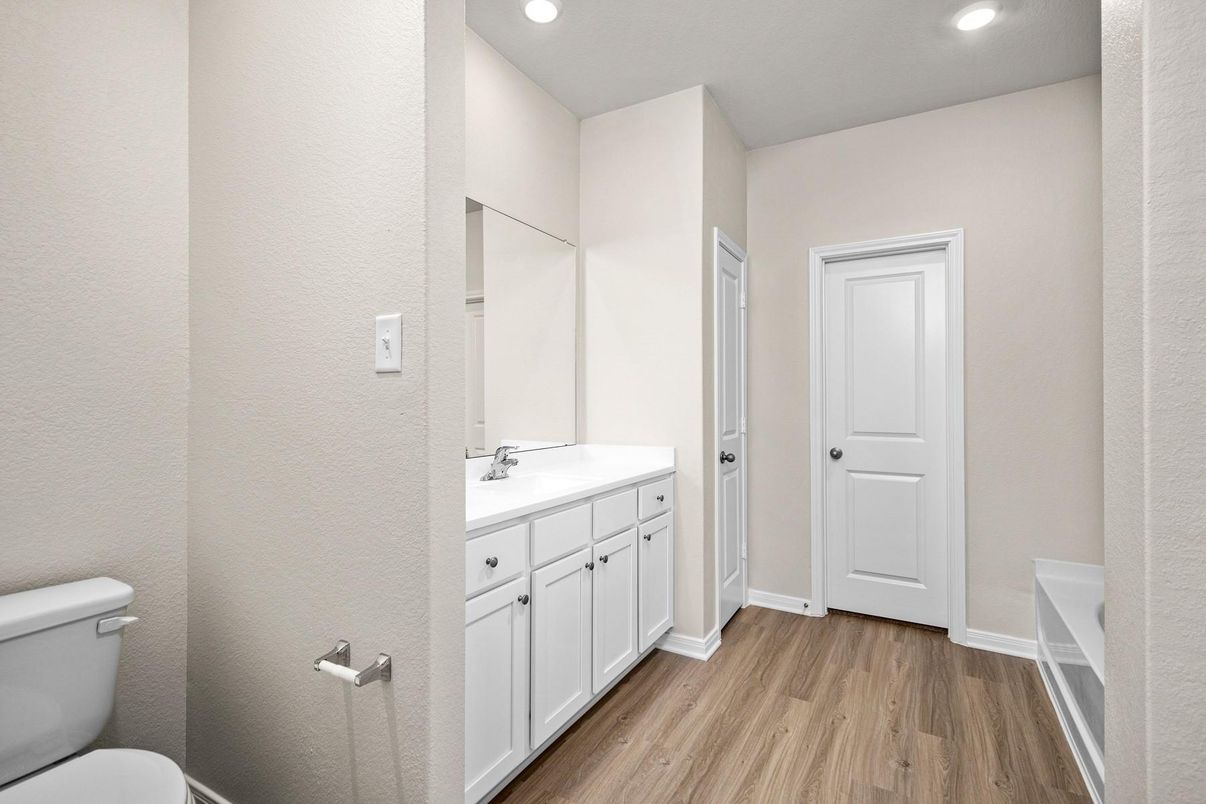 Bathroom, Interior, Recessed Lighting, Wood Texture Flooring