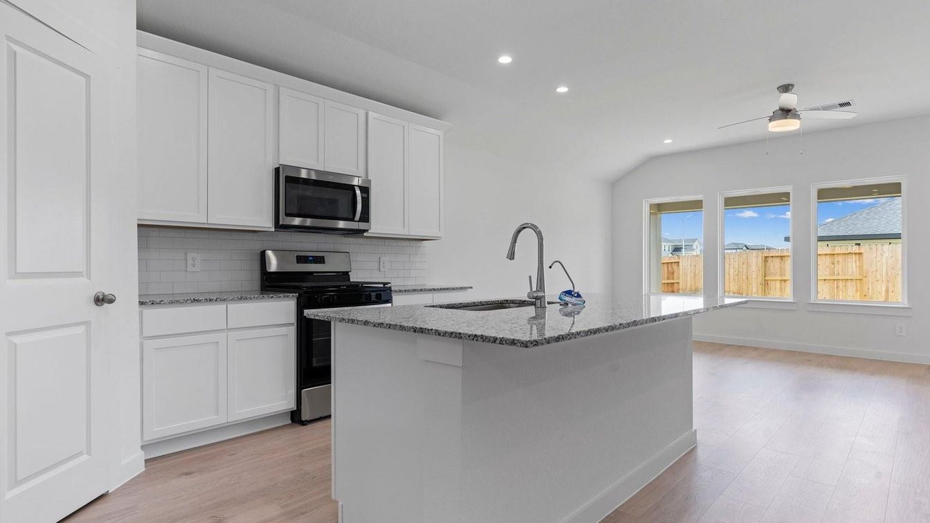 Interior, Kitchen, Recessed Lighting, Wood Texture Flooring