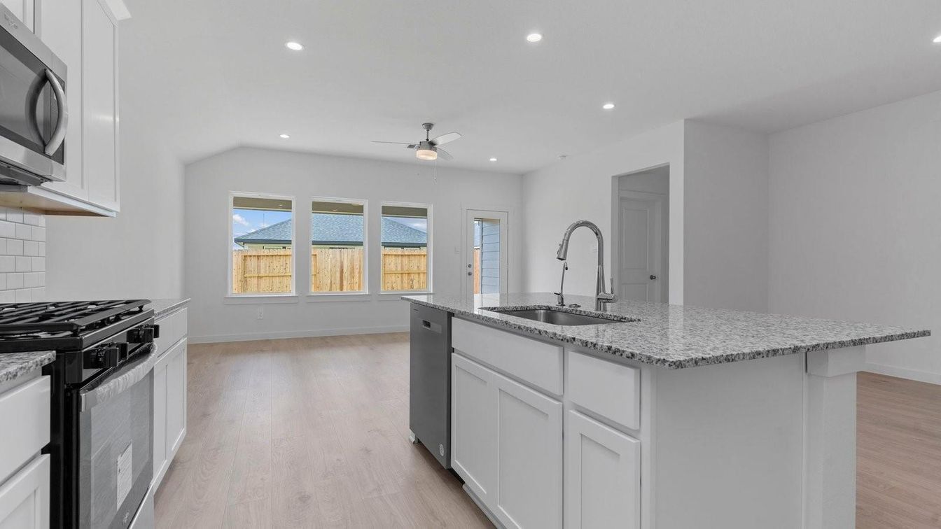 Interior, Kitchen, Recessed Lighting, Wood Texture Flooring