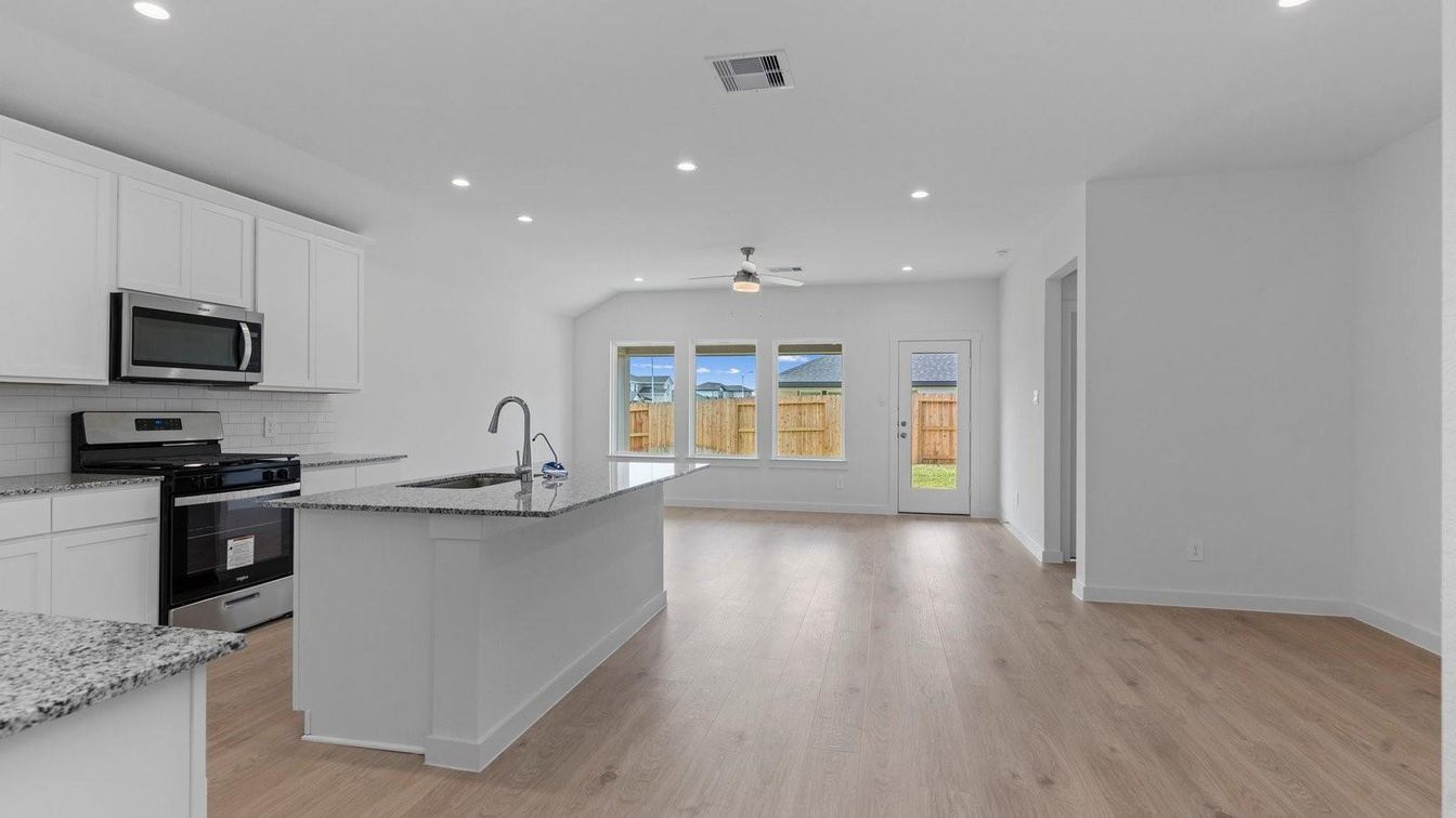 Interior, Kitchen, Recessed Lighting, Wood Texture Flooring