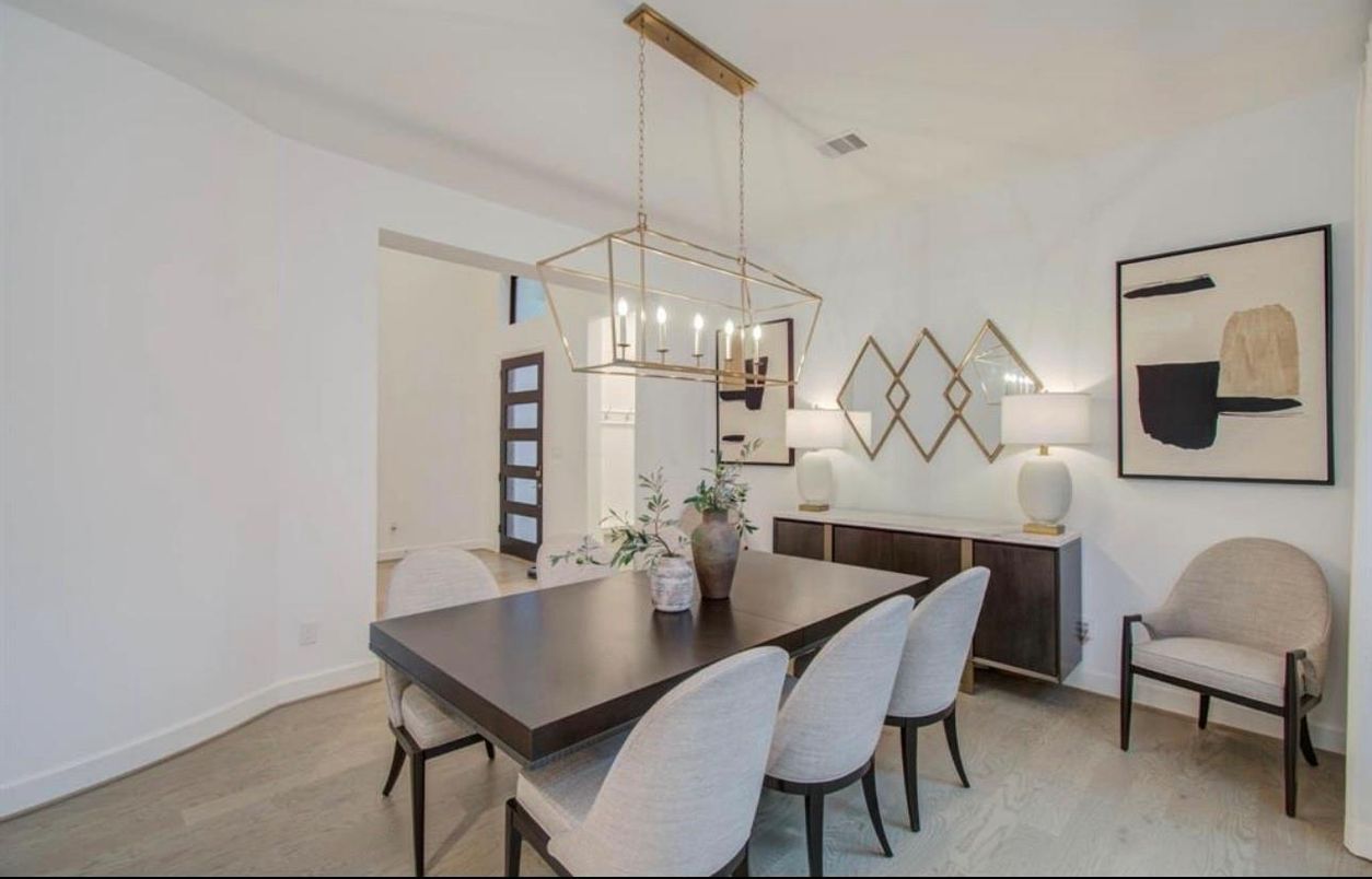 Chandelier, Dining room, Interior, Pendant Lights, Wood Texture Flooring