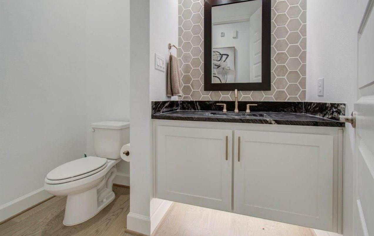 Bathroom, Interior, Marble Walls, Wood Texture Flooring