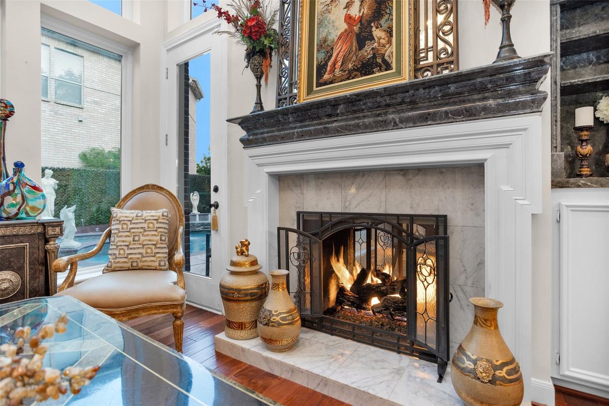 Fireplace, Interior, Marble, Wood Texture Flooring