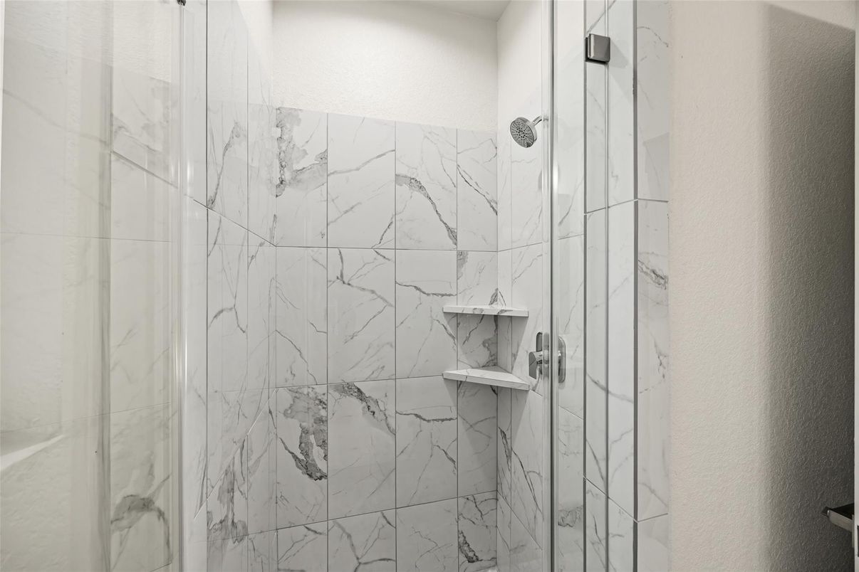 Bathroom, Glass Shower, Interior, Marble Walls