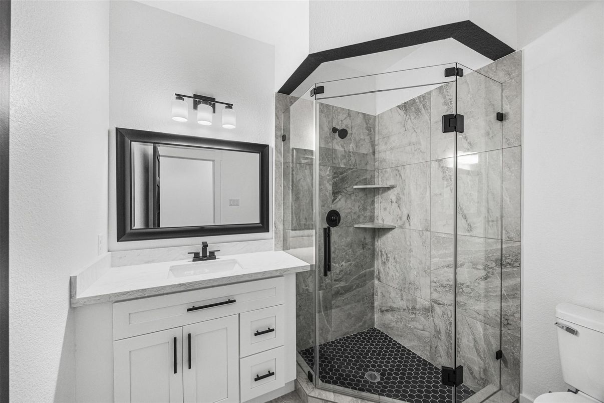 Bathroom, Glass Shower, Interior, Marble Walls