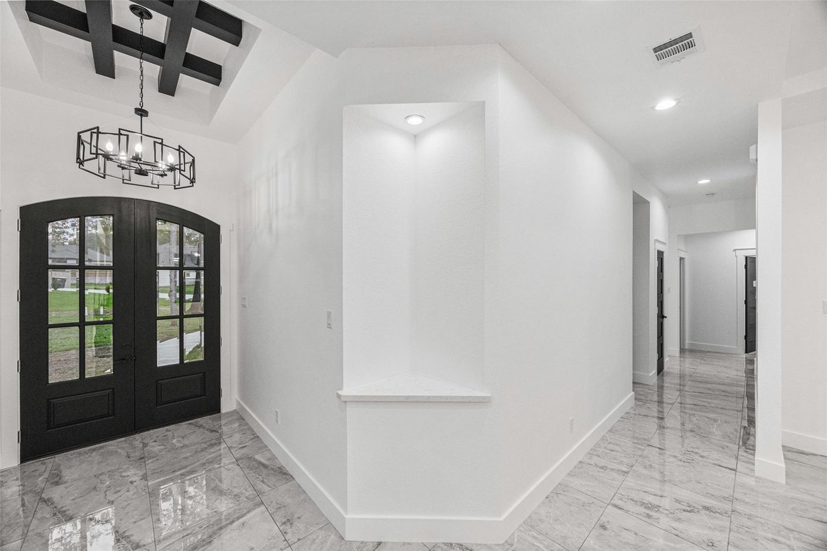 Chandelier, Interior, Marble, Recessed Lighting