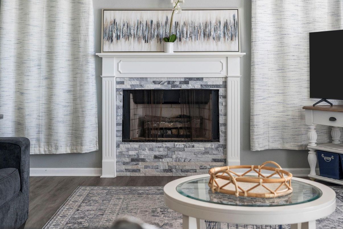 Fireplace, Interior, Wood Texture Flooring