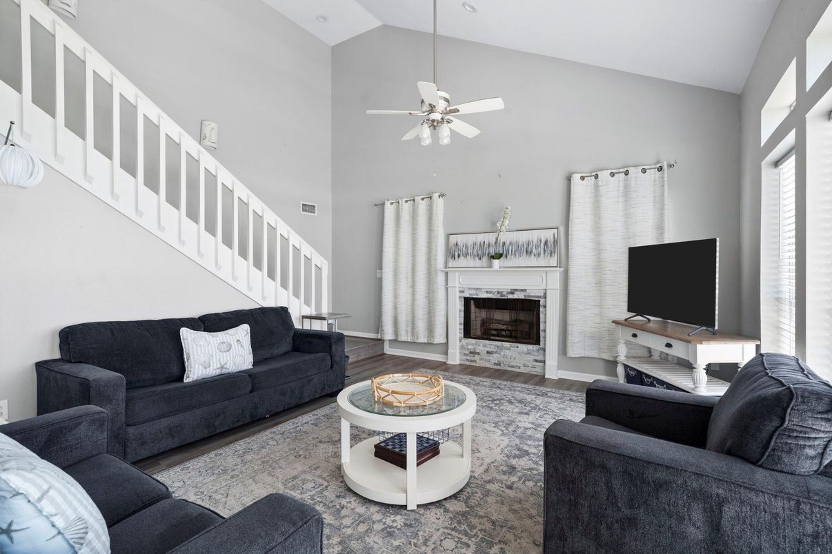 Fireplace, Interior, Living room, Wood Texture Flooring