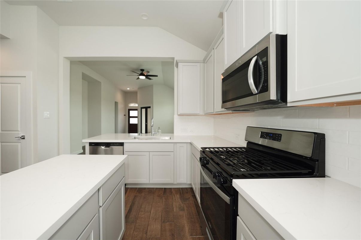 Interior, Kitchen, Recessed Lighting, Wood Texture Flooring