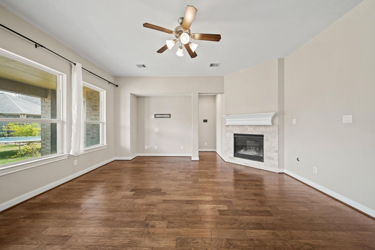 Empty room, Fireplace, Interior, Wood Texture Flooring