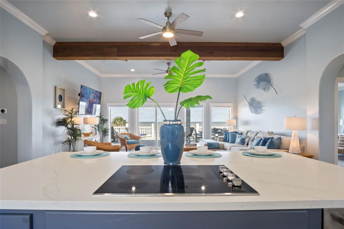 Interior, Kitchen, Recessed Lighting, Wooden Beams