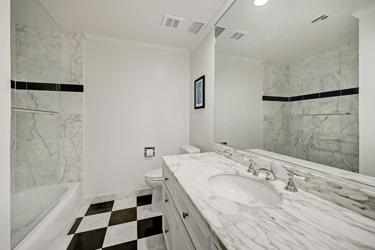 Bathroom, Interior, Marble Walls, Recessed Lighting