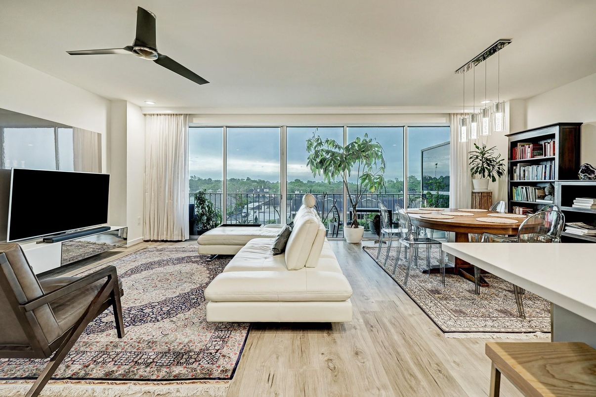Home Office, Interior, Pendant Lights, Water, Wood Texture Flooring
