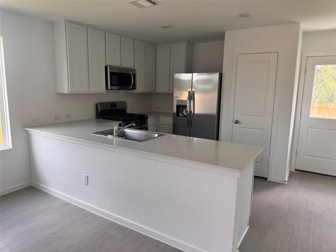 Interior, Kitchen, Stainless Steel Appliances, Wood Texture Flooring