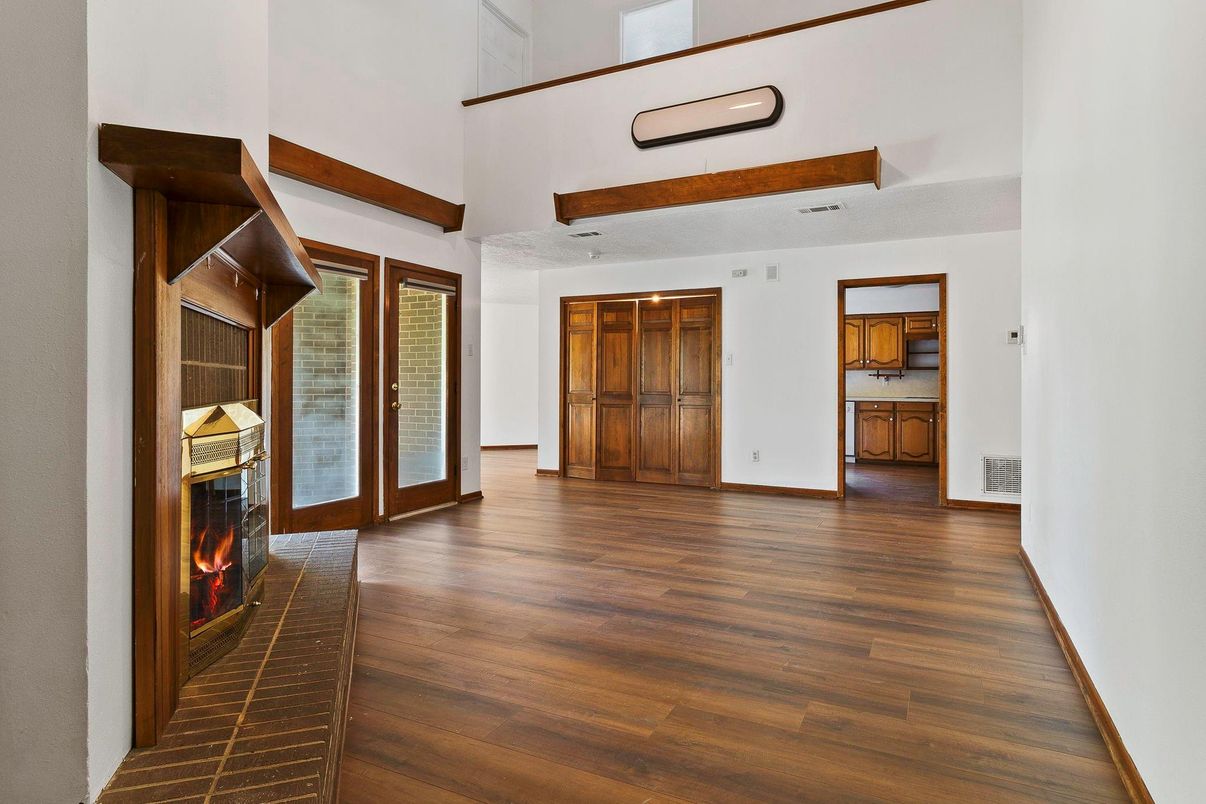 Fireplace, Interior, Wood Texture Flooring