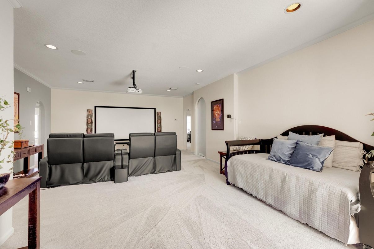 Bedroom, Interior, Projection Screen, Recessed Lighting, Theatre Room