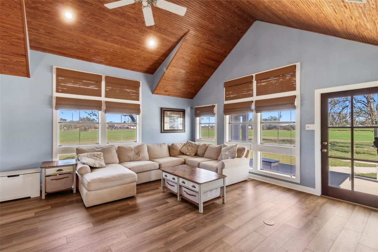 Interior, Living room, Recessed Lighting, Wooden Ceilings, Wood Texture Flooring