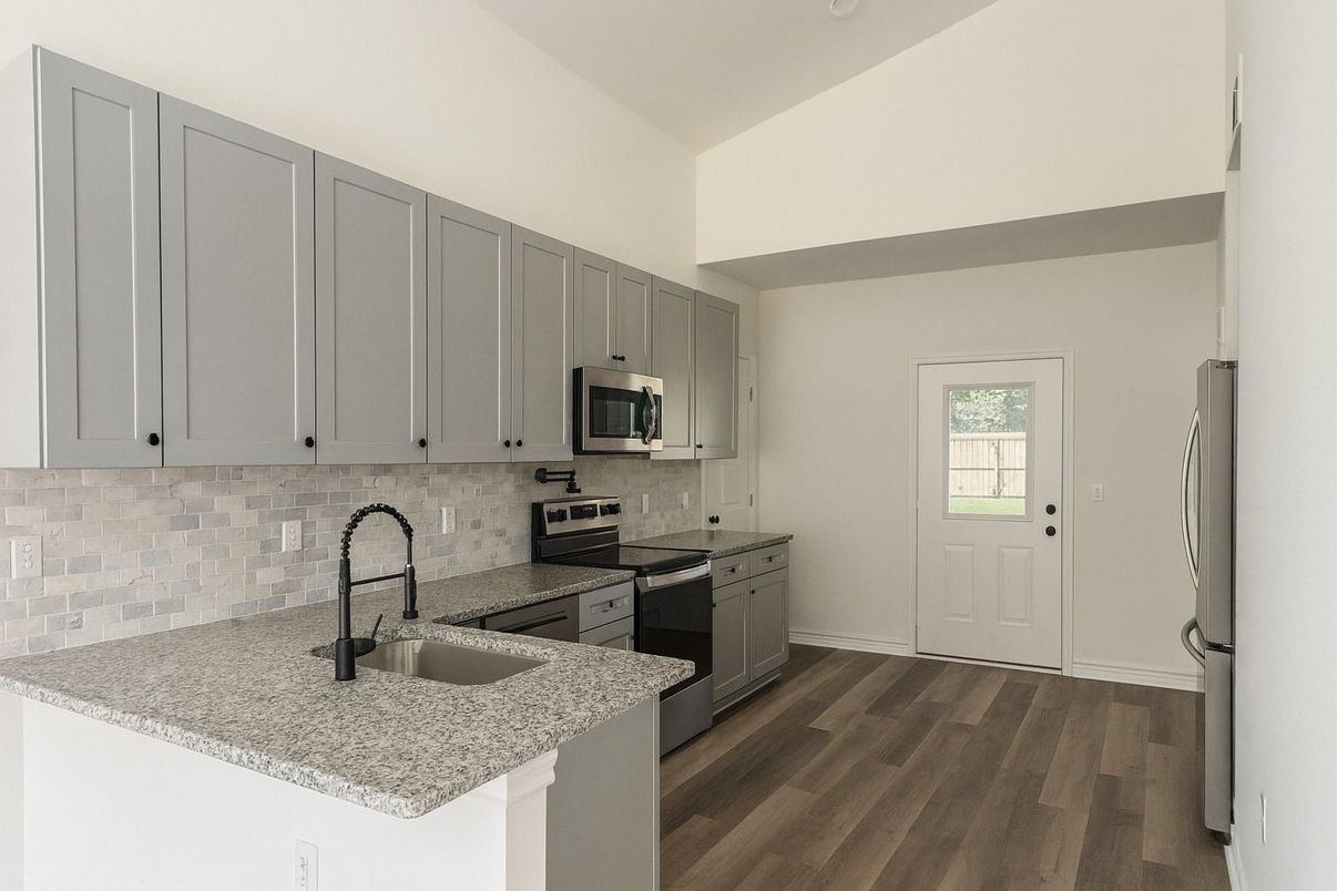 Interior, Kitchen, Stainless Steel Appliances, Wood Texture Flooring