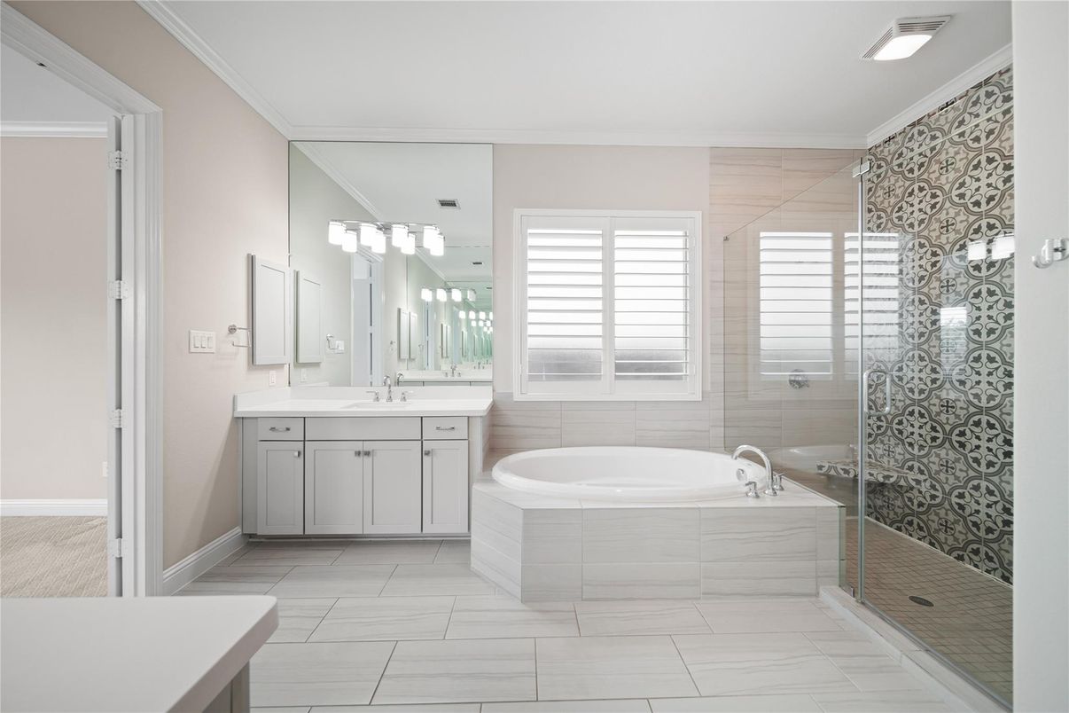 Bathroom, Dual Sink Vanities, Glass Shower, Interior