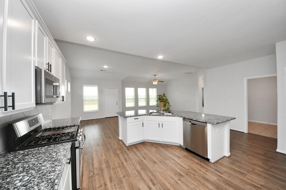 Interior, Kitchen, Recessed Lighting, Wood Texture Flooring