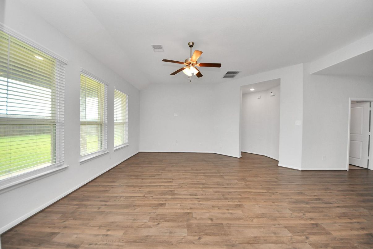 Empty room, Interior, Recessed Lighting, Wood Texture Flooring