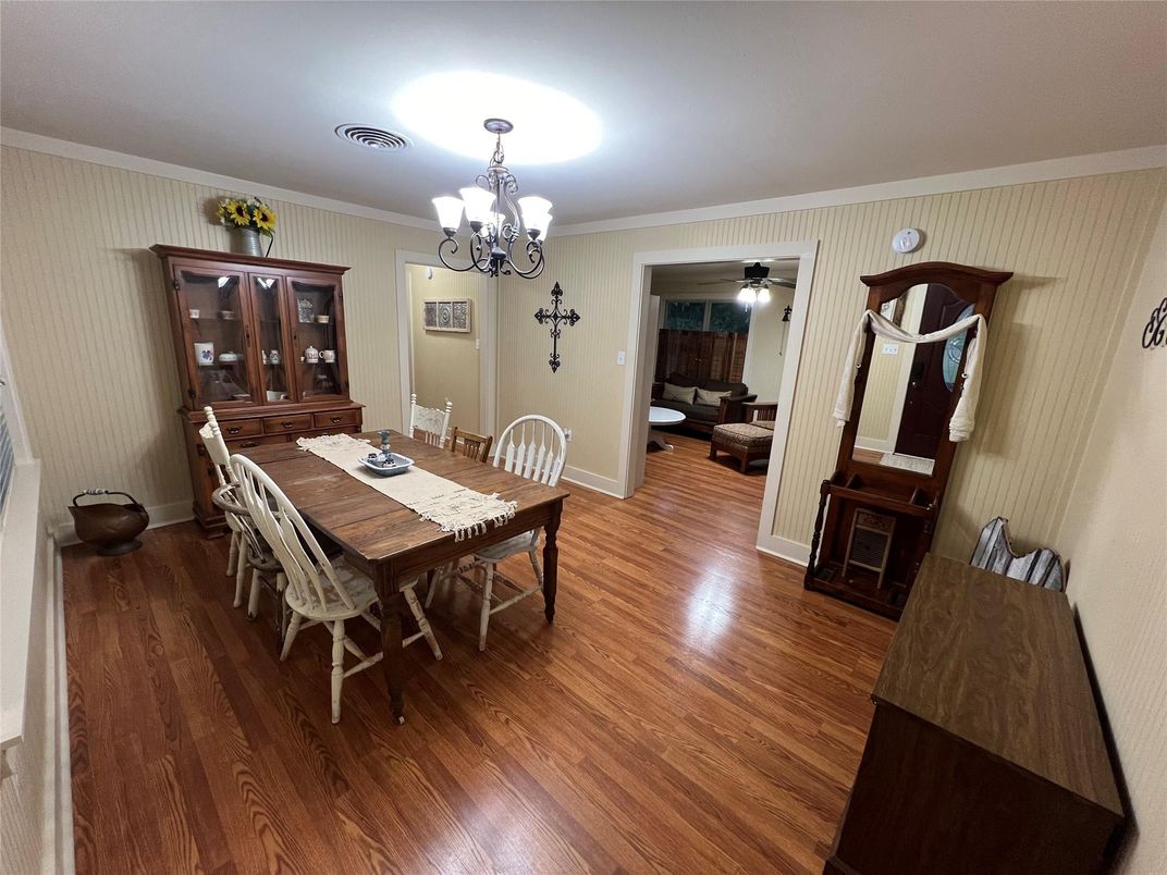 Chandelier, Dining room, Interior, Wood Texture Flooring
