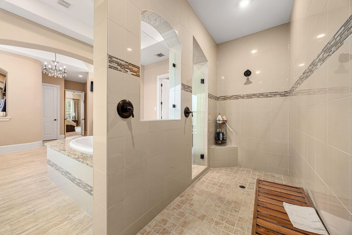 Bathroom, Chandelier, Interior, Recessed Lighting