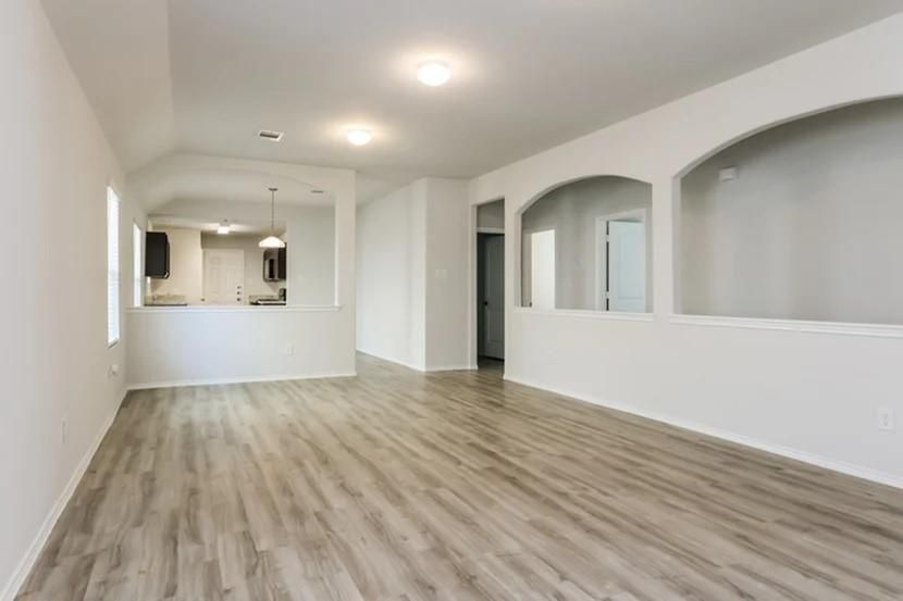 Empty room, Interior, Pendant Lights, Wood Texture Flooring