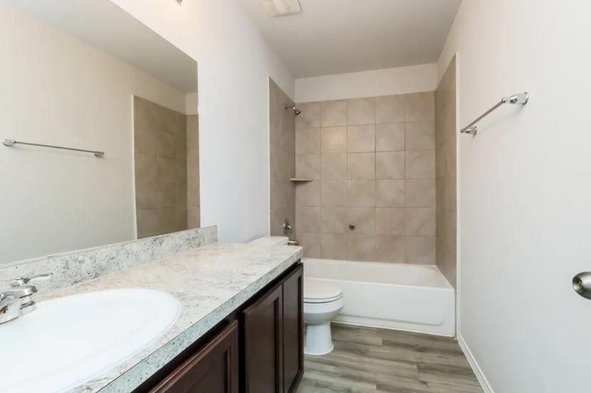 Bathroom, Dual Sink Vanities, Interior, Wood Texture Flooring