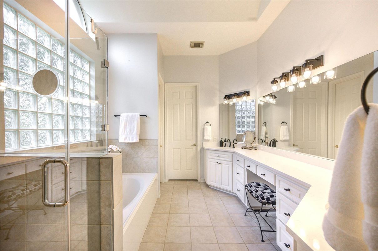 Bathroom, Dual Sink Vanities, Glass Shower, Interior