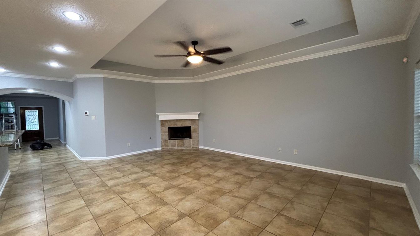 Empty room, Fireplace, Interior, Recessed Lighting