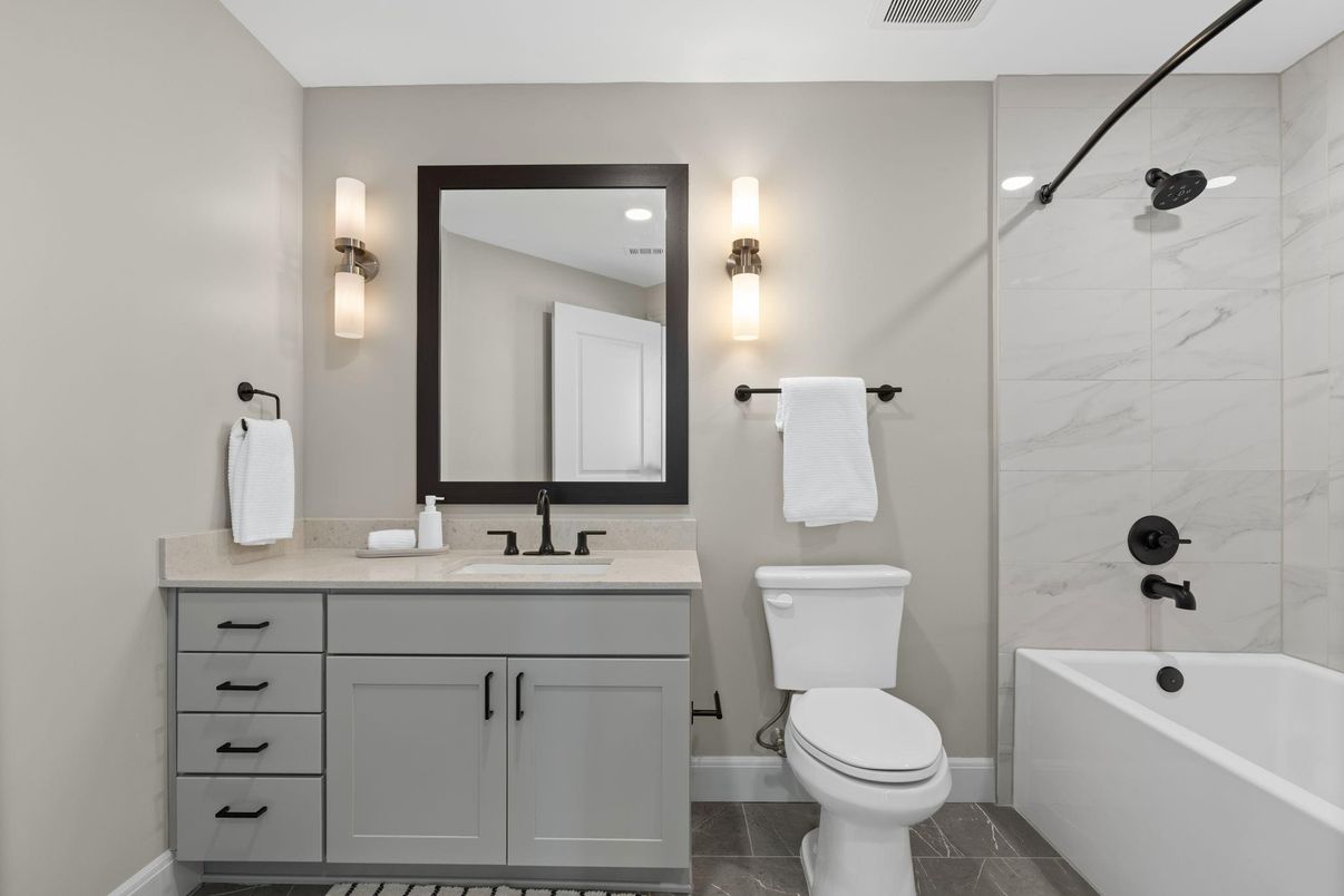 Bathroom, Glass Shower, Interior, Marble Walls, Recessed Lighting