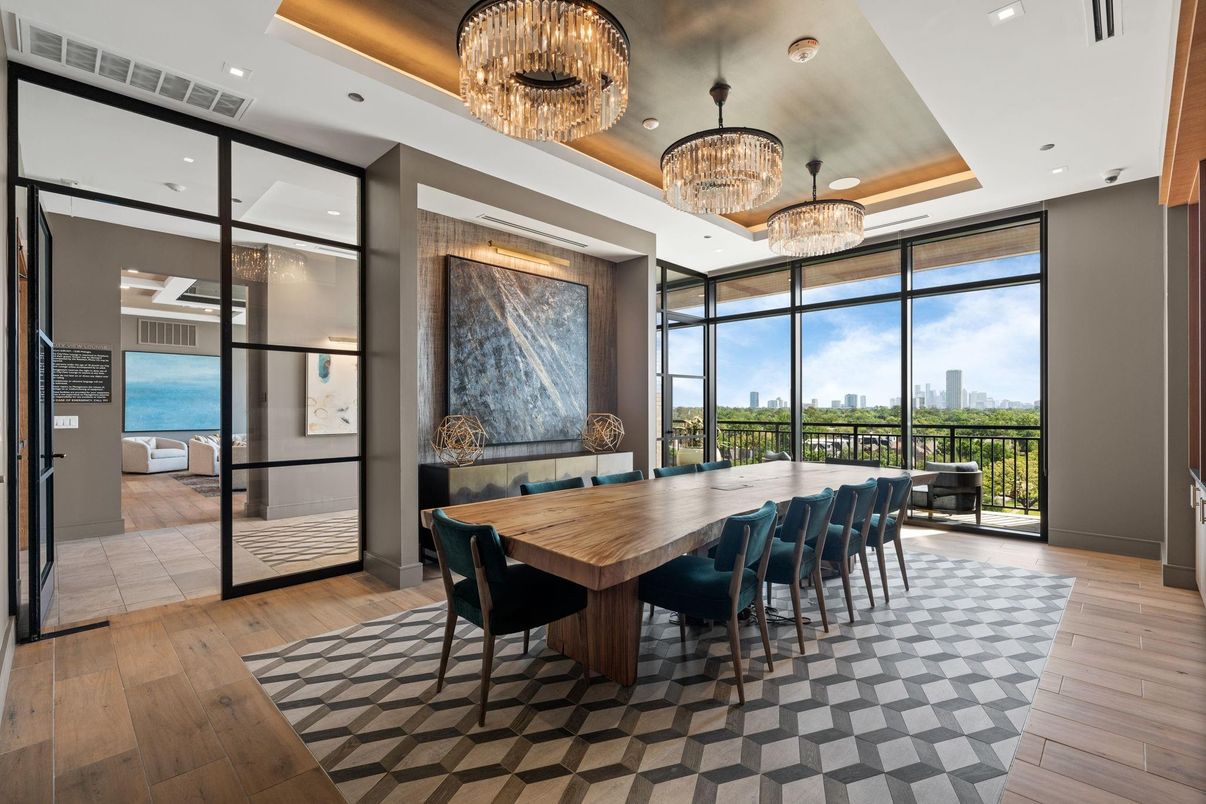 Chandelier, Dining room, Interior, Recessed Lighting, Water, Wood Texture Flooring