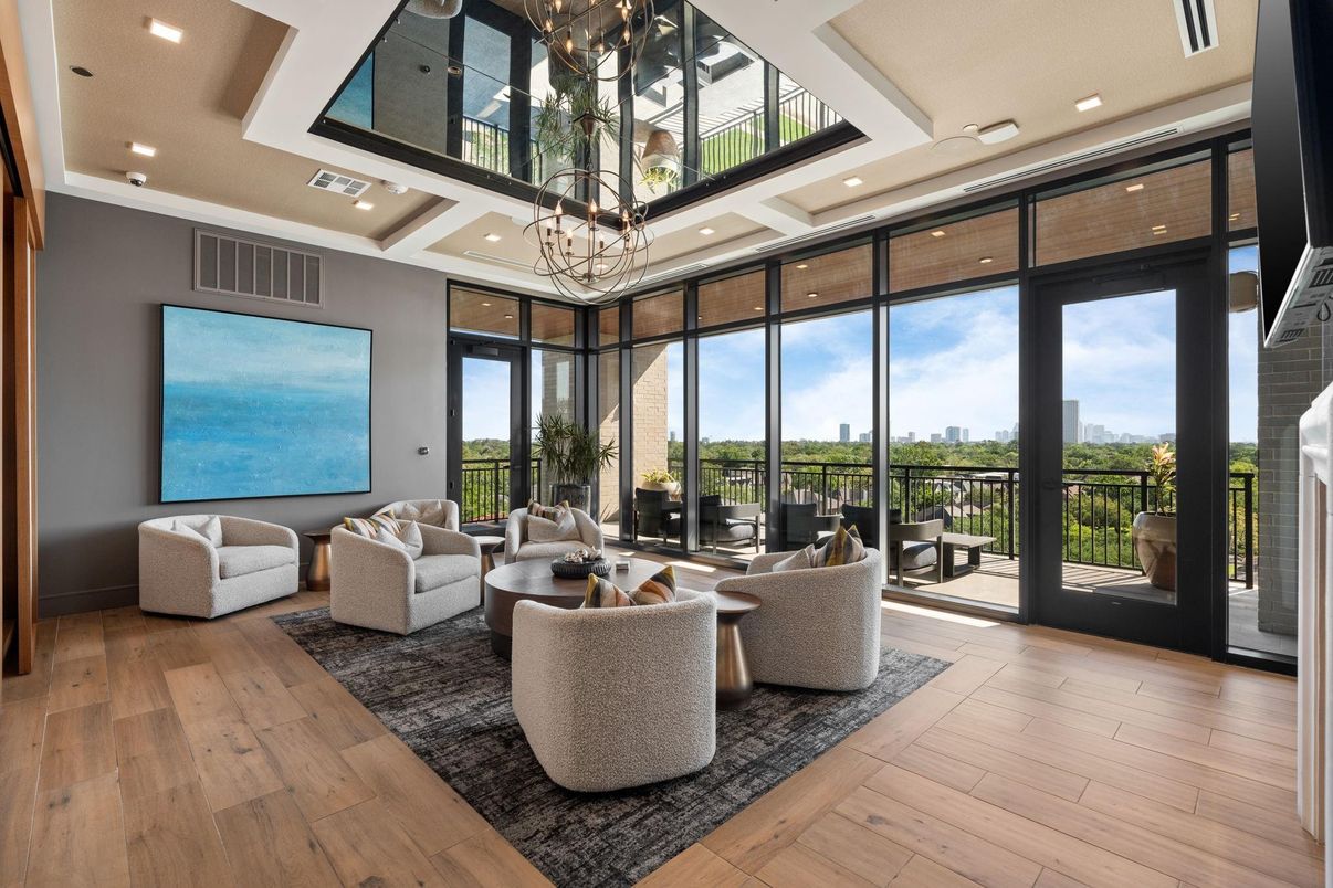 Chandelier, Interior, Living room, Recessed Lighting, Wood Texture Flooring