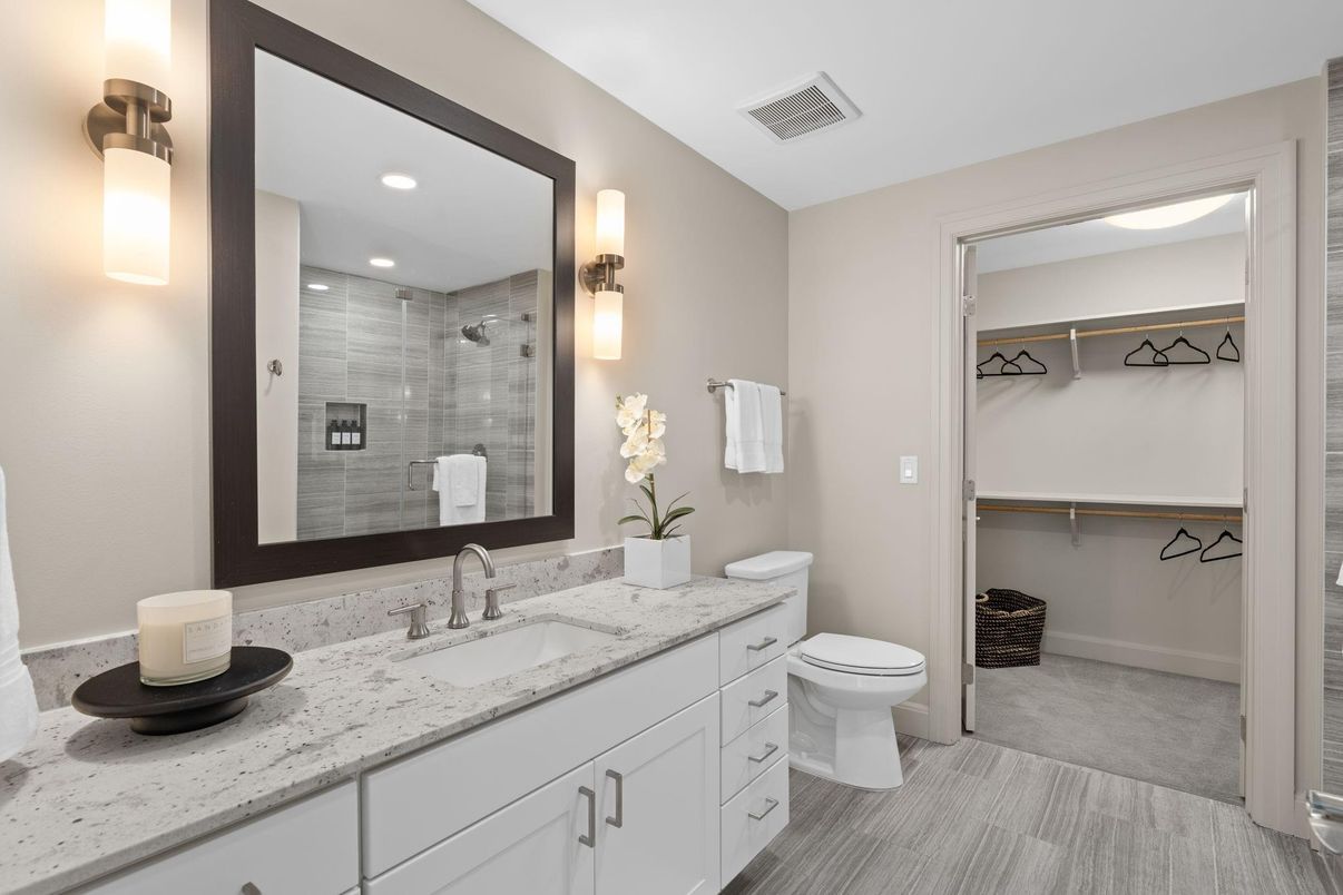 Bathroom, Glass Shower, Interior, Recessed Lighting, Walk-in Closets