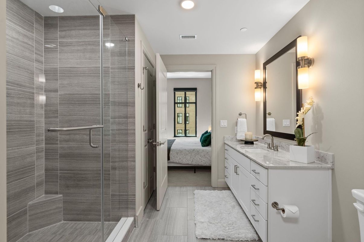 Bathroom, Bedroom, Glass Shower, Interior, Recessed Lighting