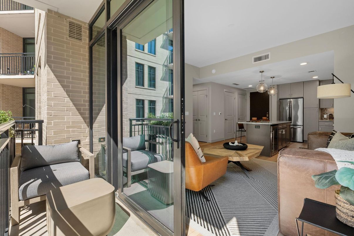 Interior, Kitchen, Living room, Pendant Lights, Recessed Lighting, Stainless Steel Appliances, Stone Walls