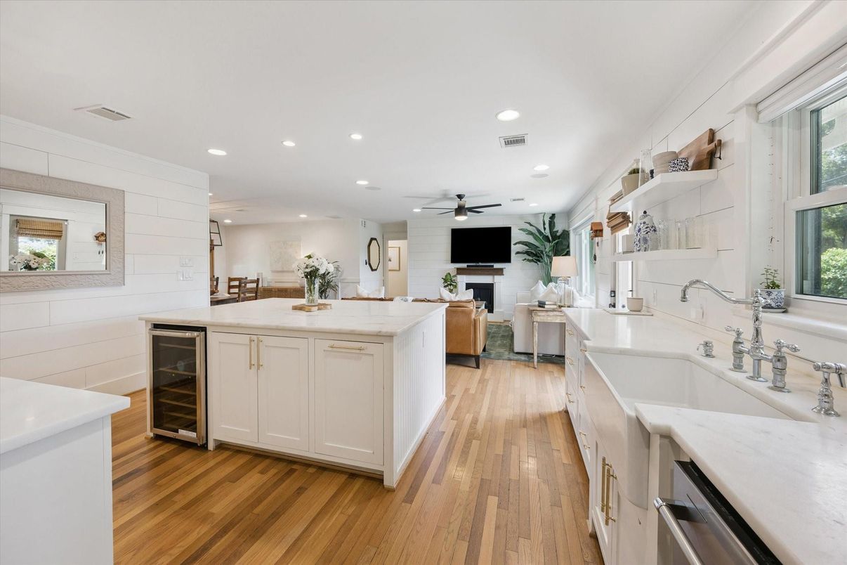Interior, Kitchen, Recessed Lighting, Wood Texture Flooring